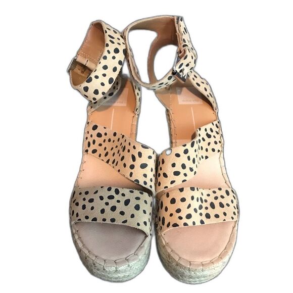 Dolce Vita Sandals Woman’s Size 9M Beige Suede Polka Dot Ankle Strap Espadrille - Picture 4 of 10